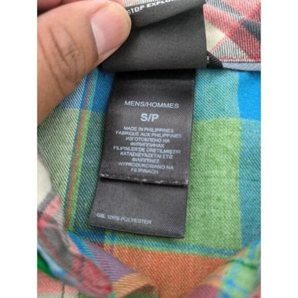 The North Face Flannel Shirt Mens S‎ Green Blue Plaid Long Sleeve Button Front